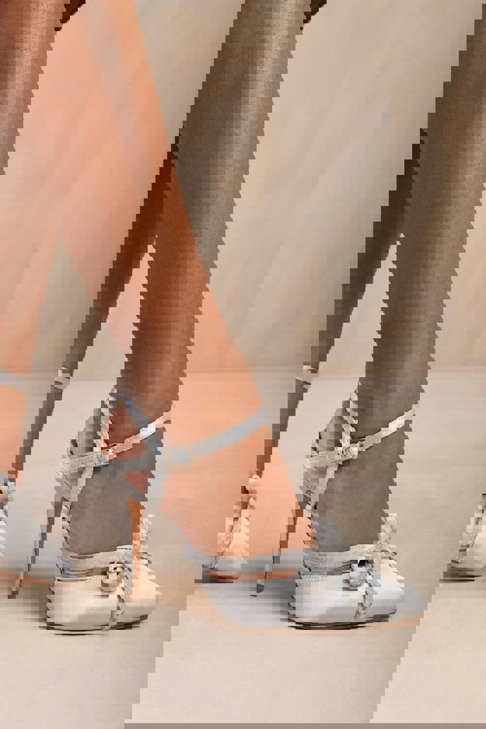 Where's That From Wyoming Pointed Toe High Heel With Ankle Strap and Bow Detail in Silver