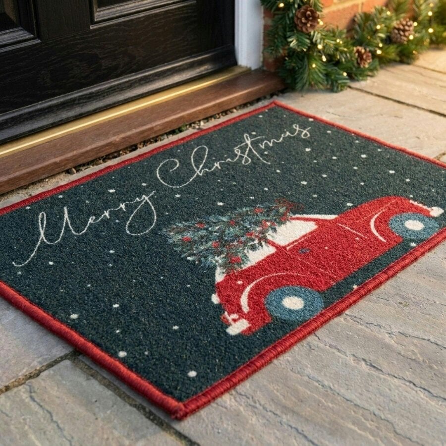Garden Greatness Cheerful Washable Christmas Door Mat