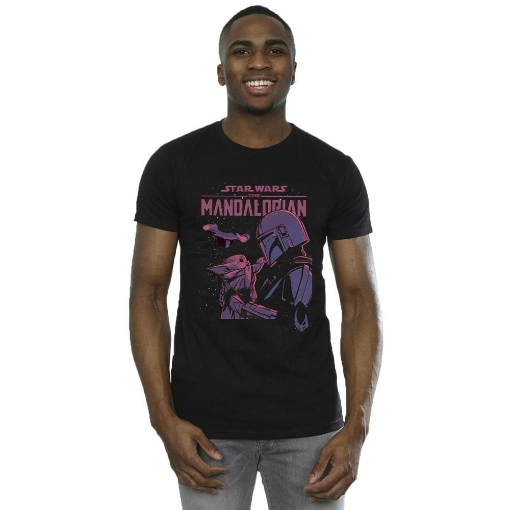 Star Wars Mens The Mandalorian Hello Friend T-Shirt - Black