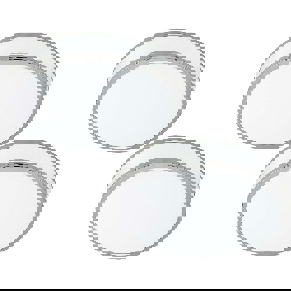 2 PACK Wall Flush Ceiling Light Colour White Shade White Chrome Plastic LED 18W Loops