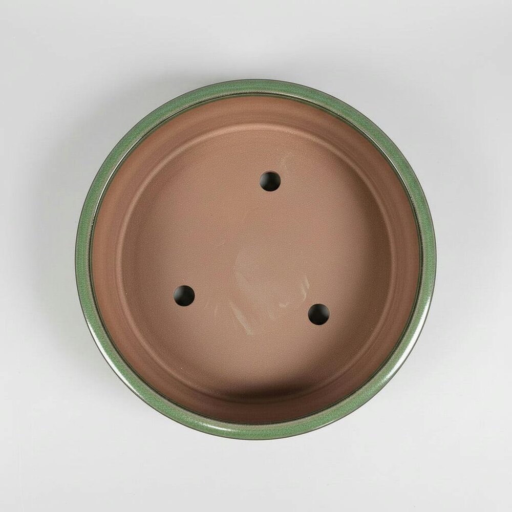 Yorkshire Bonsai 31cm Glazed Bonsai Pot | Round Drum Style | 31cm x 8cm | Green