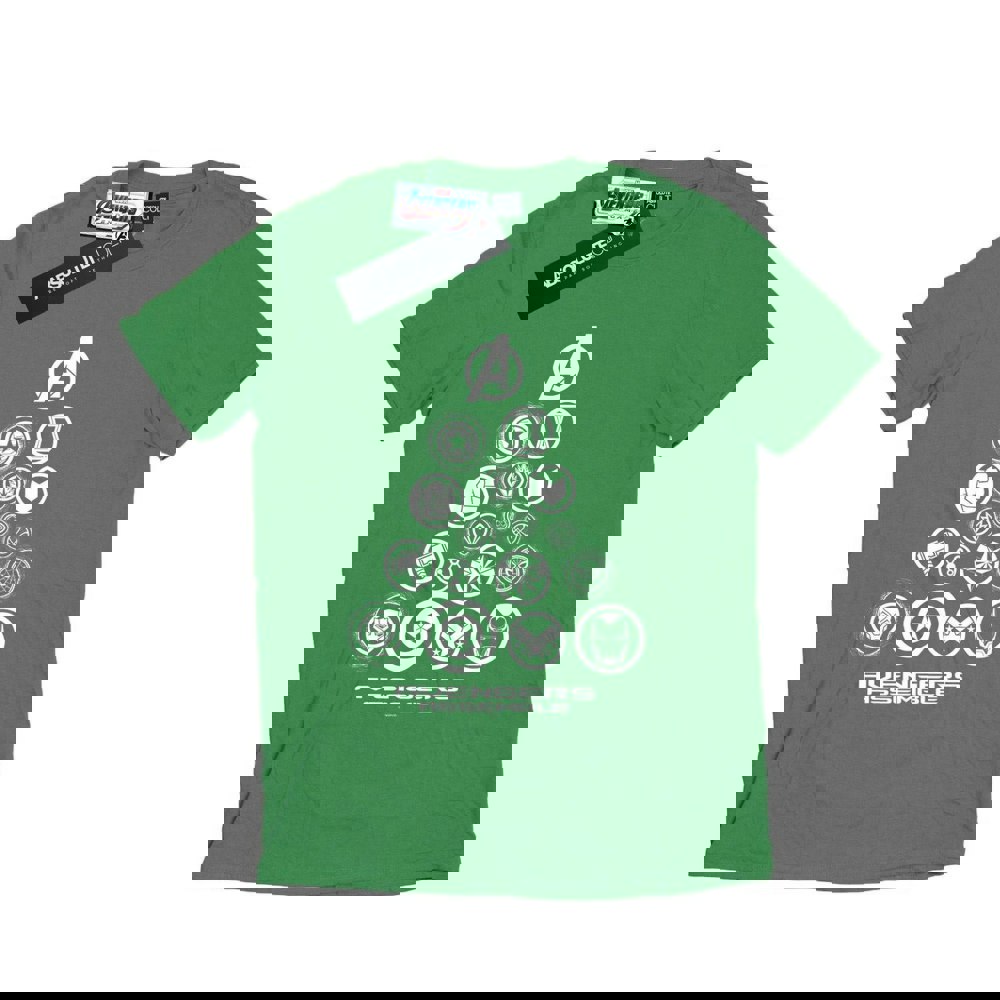 Marvel Mens Avengers Endgame Pyramid Icons T-Shirt - Irish Green
