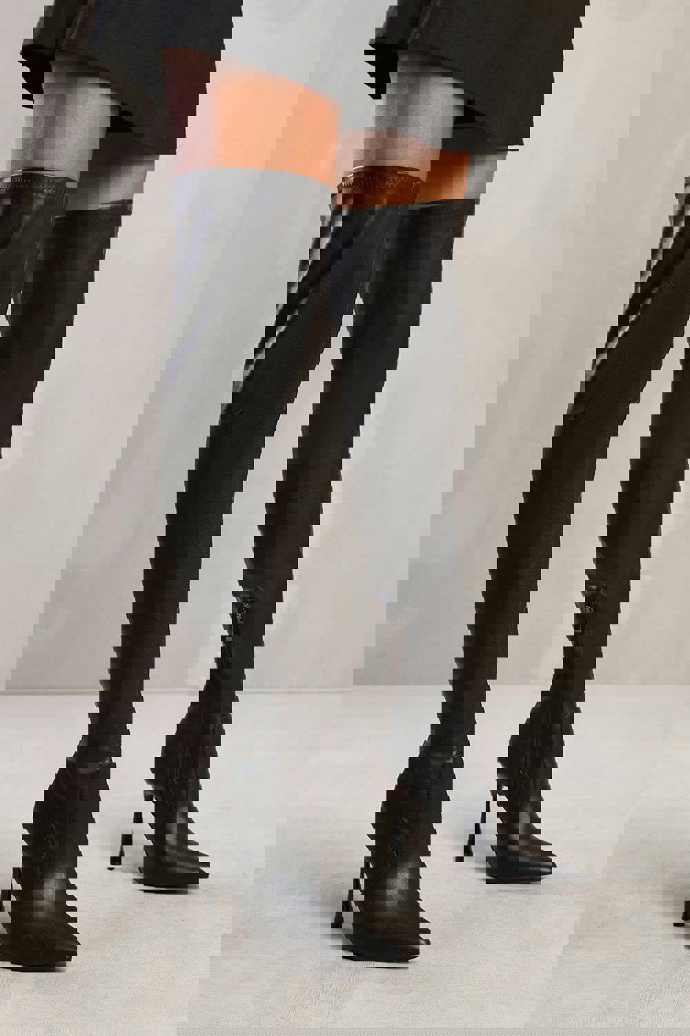 Where's That From Macie Over the Knee High Heel Boot in Black Faux Leather