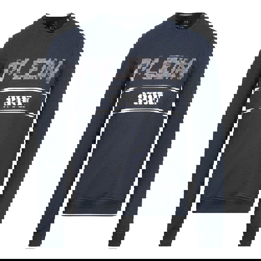 Plein Sport Black Bold Logo Jumper - Navy Blue