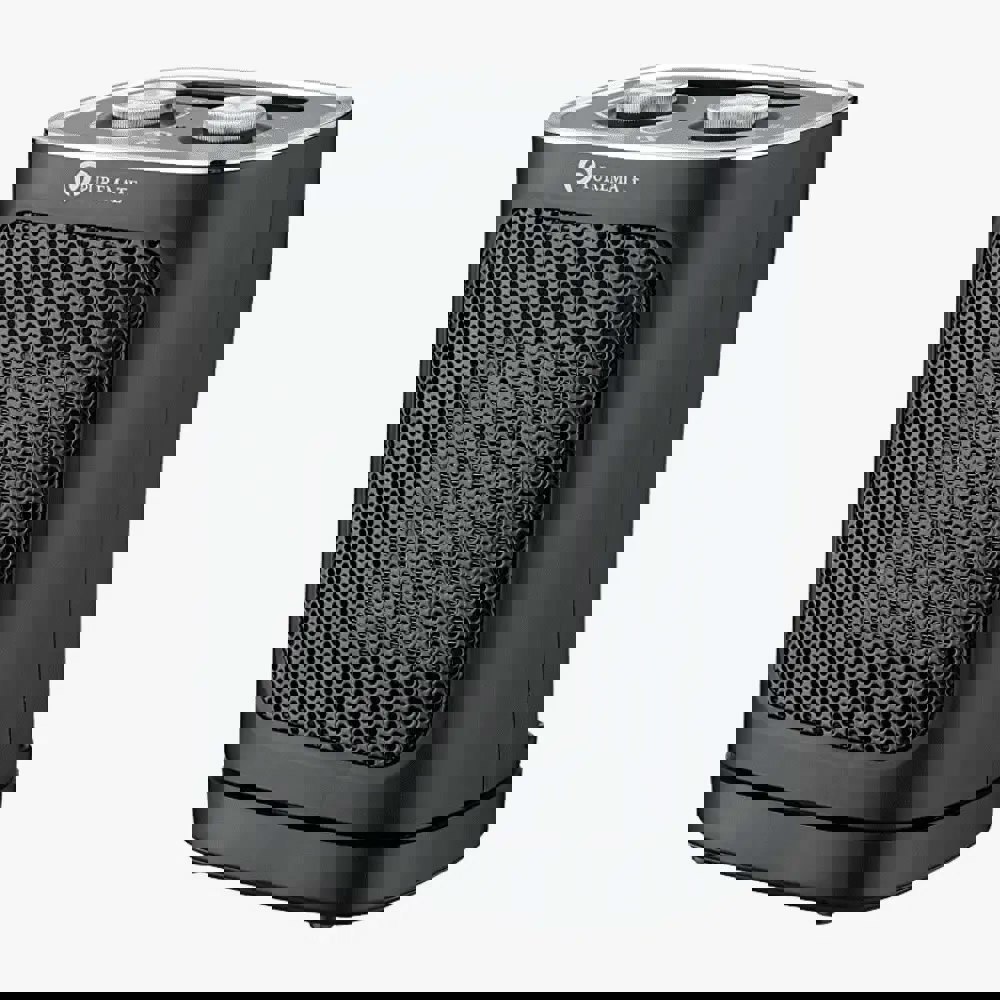 PureMate 1800W Ceramic Tower Fan Heater with Automatic Oscillation Black