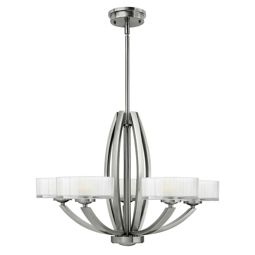 5 Bulb Chandelier Hanging Pendant LIght Brushed Nickel LED G9 3.5W Bulb Loops