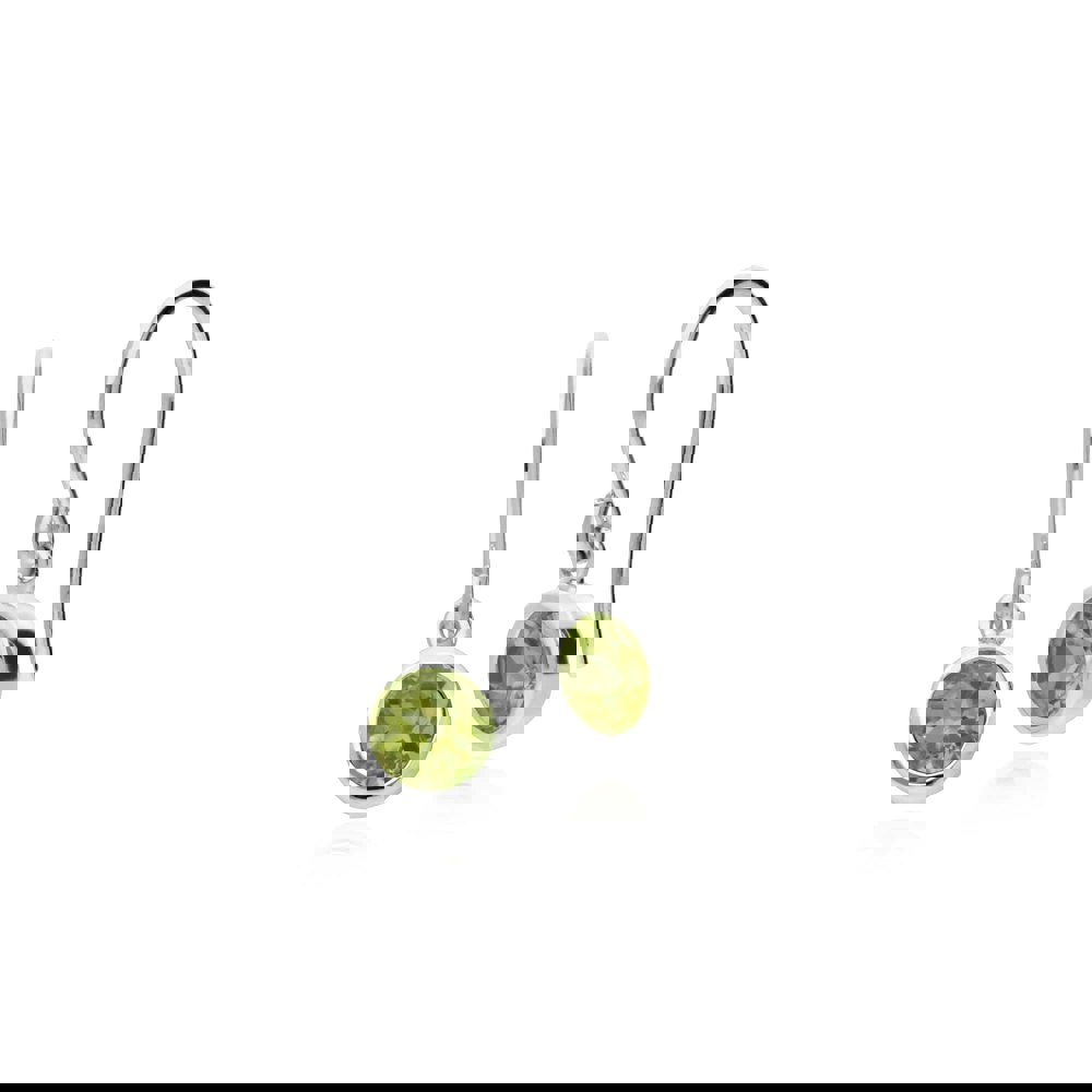 253E150303925 Essential Round Peridot Bezel Set Drop Earrings in 925 Sterling Silver 1