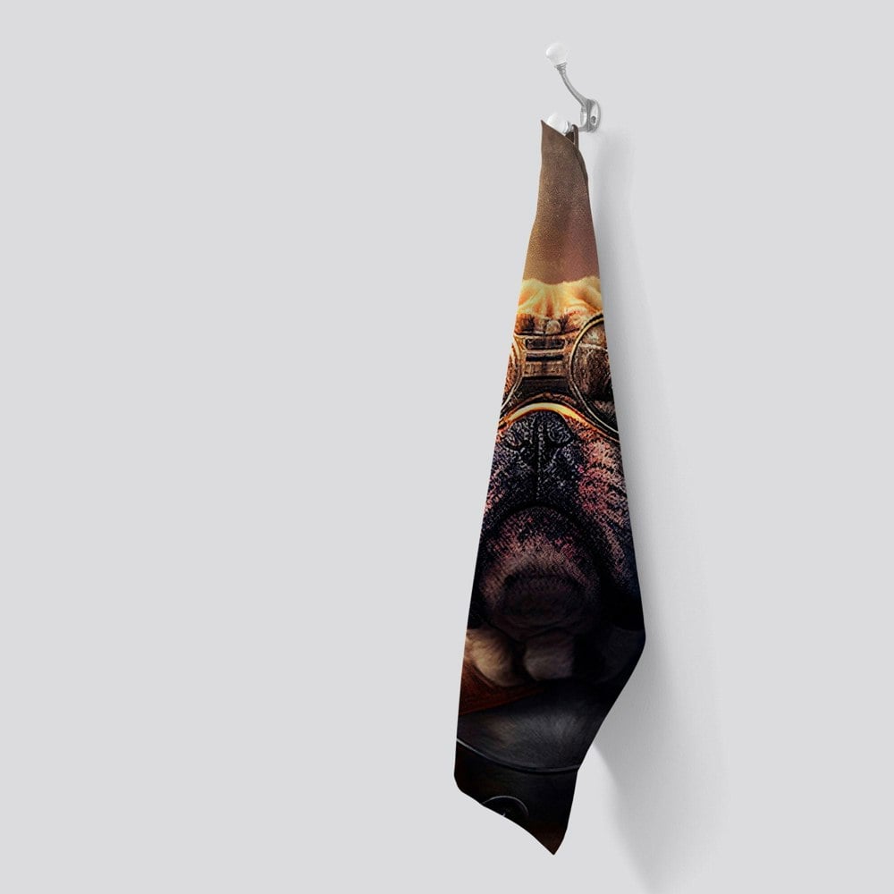 Warren Reed Bulldog With Glasses Splashart Golden Tea Towel