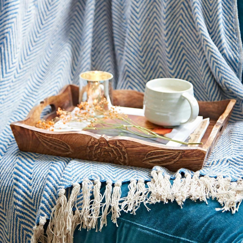 Paper High Natural Mango Wood Tea Tray