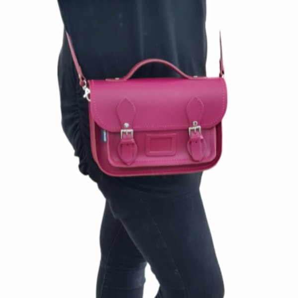 Zatchels Leather Midi Satchel - Magenta