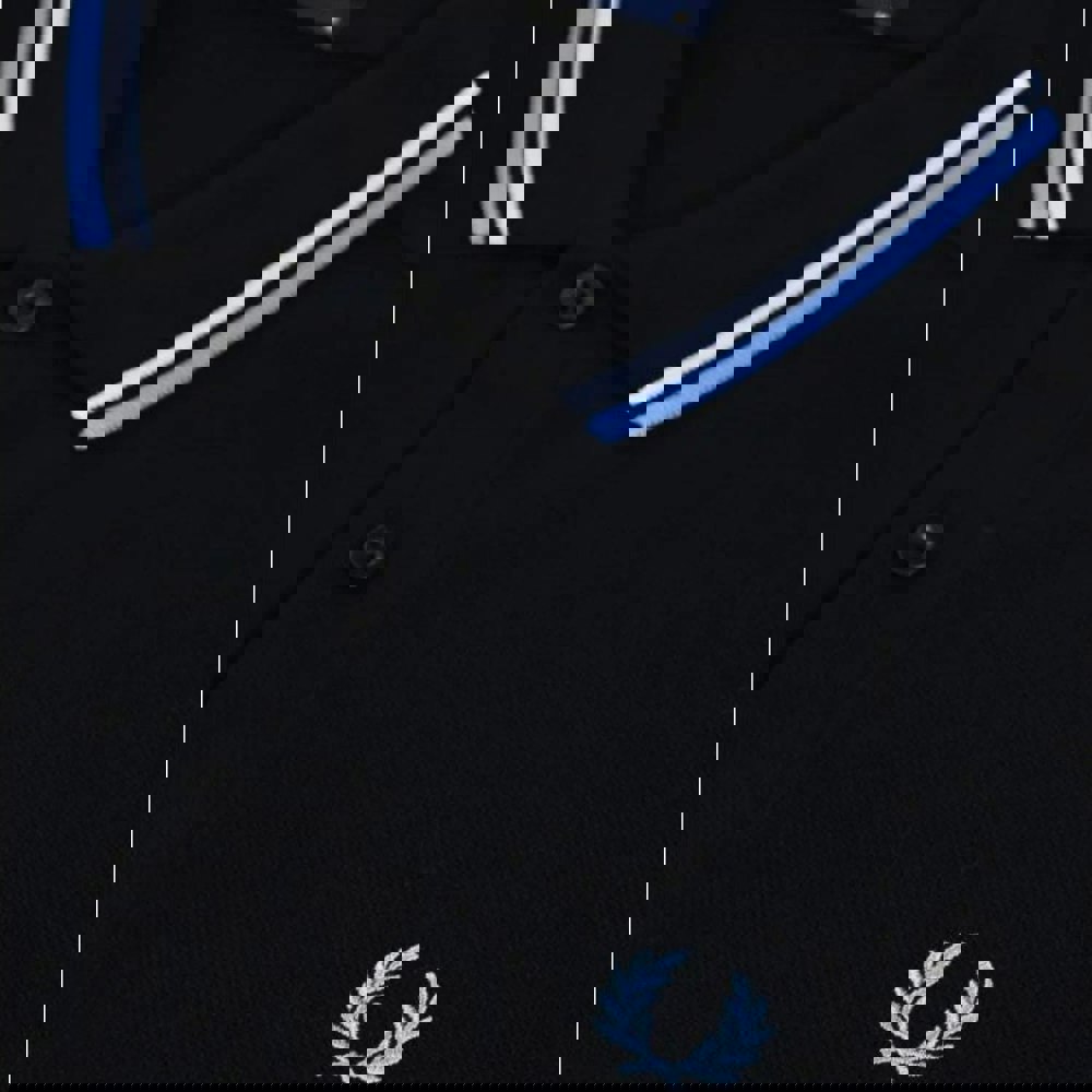 Fred Perry Sky Blue Twin Tipped Collar Black Polo Shirt XXXL