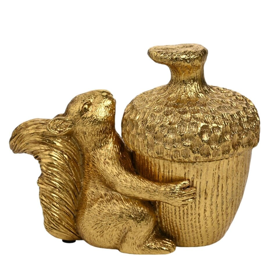 Hestia Gold Acorn Trinket Box with Squirrel