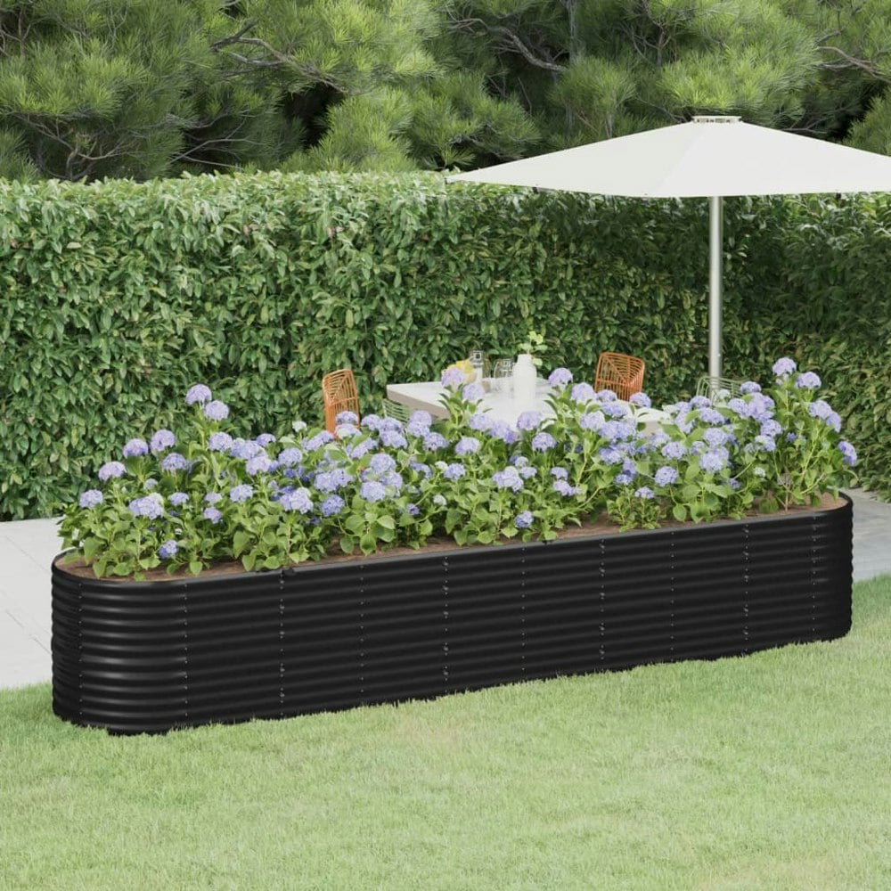 Berkfield Garden Raised Bed Powder-coated Steel 368x80x68 cm Anthracite
