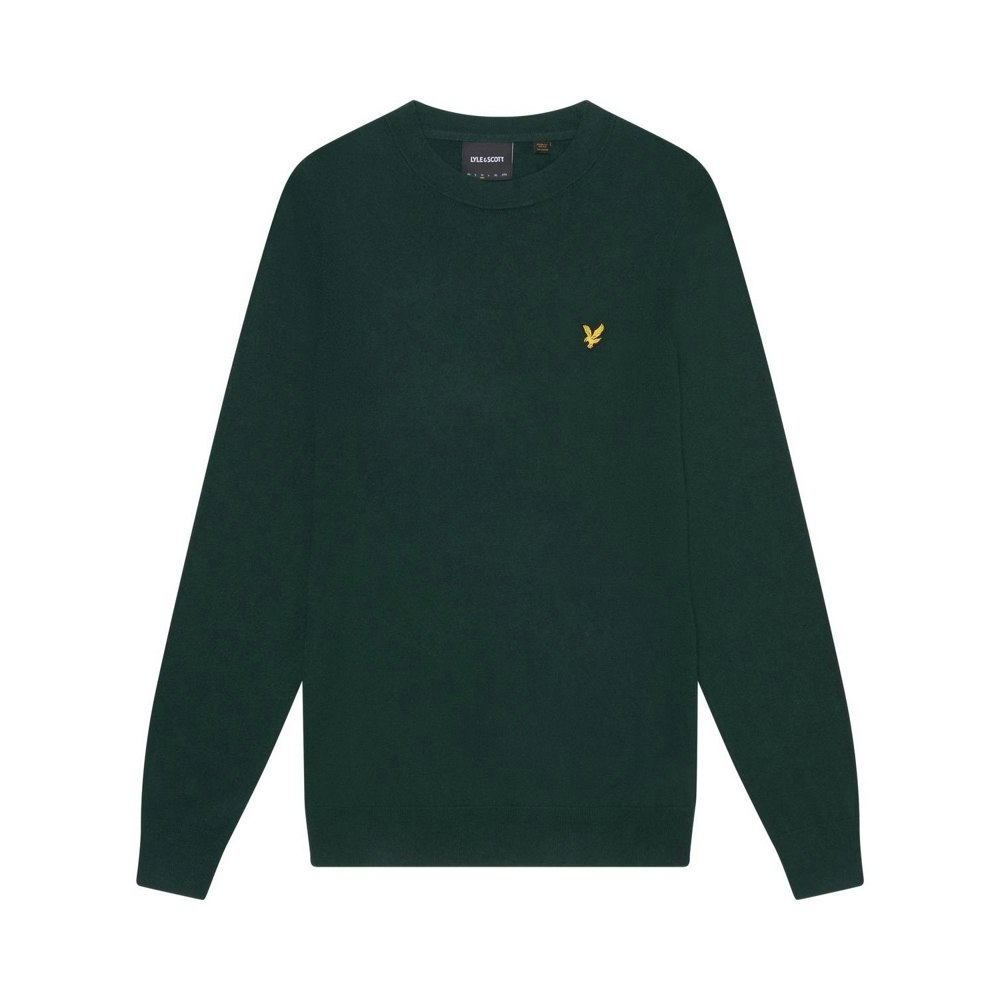 Lyle & Scott Mens Cotton Merino Crew Neck Jumper - Dark Green