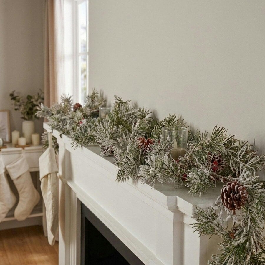 Garden Greatness Lit Pine Needle Garland with Cones