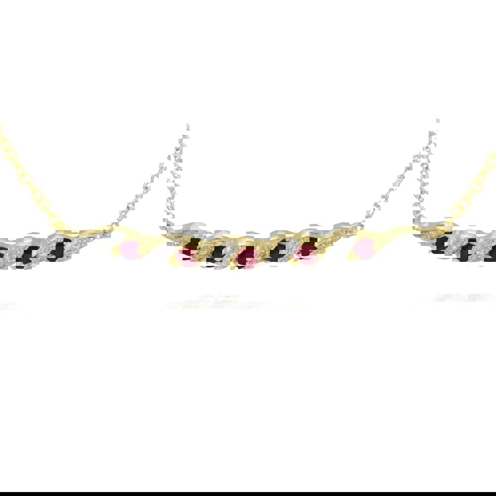 135L0265019 Classic Ruby & Diamond Spiral Bracelet in 9ct Yellow Gold 2
