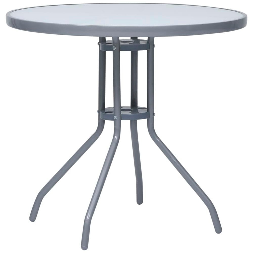 Berkfield Garden Table Light Grey 80 cm Steel and Glass