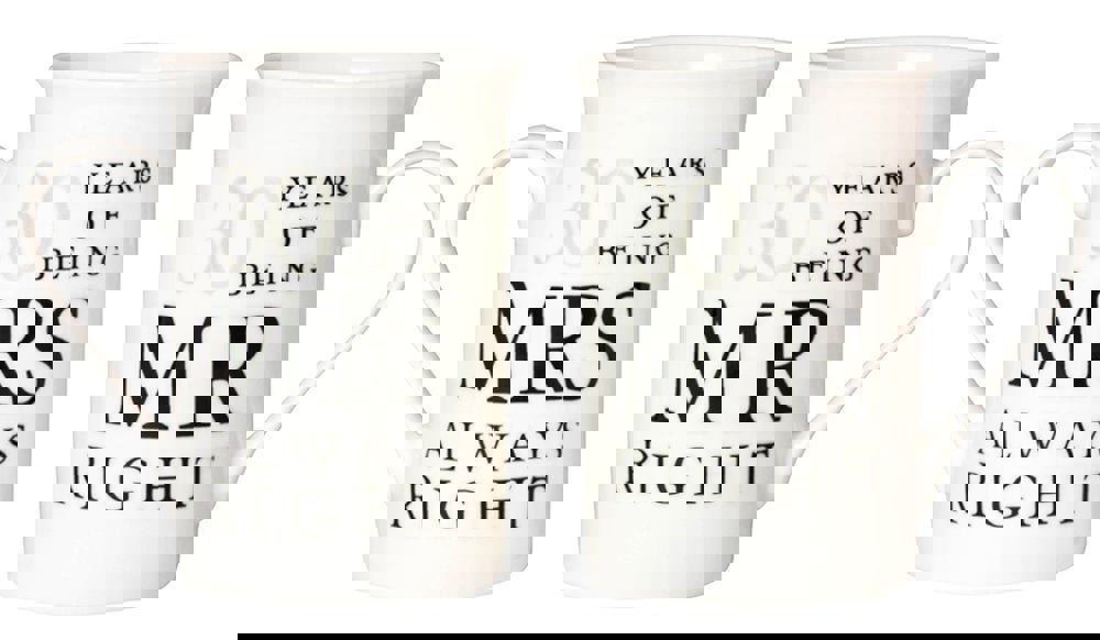 Ivory White 30th Anniversary Mr Right & Mrs Always Right Ceramic Mug Gift Set Image 1