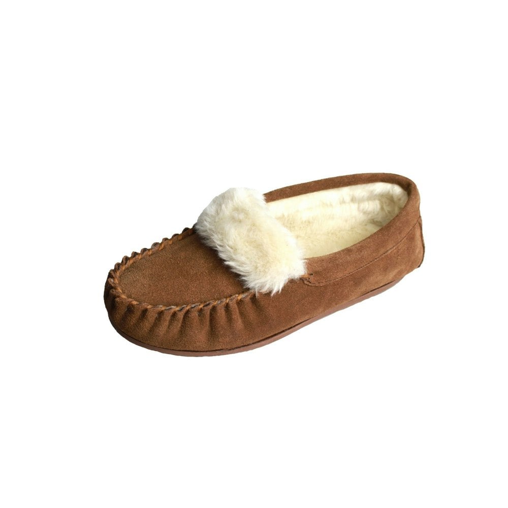 Eastern Counties Leather Womens/Ladies Zoe Plush Lined Moccasins - Camel