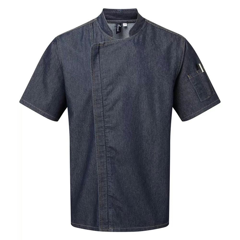 Premier Unisex Adult Short-Sleeved Chef Jacket - Indigo Denim - Indigo Denim