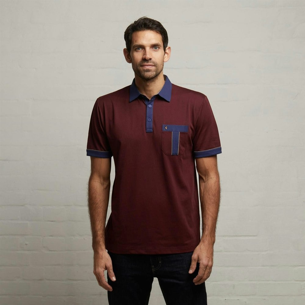 Gabicci G53X10 Mens Short Sleeve Plated Jersey Polo Shirt Gabicci Classic - BERRY