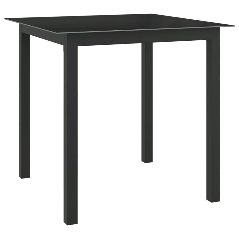 Berkfield Garden Table Black 80x80x74 cm Aluminium and Glass