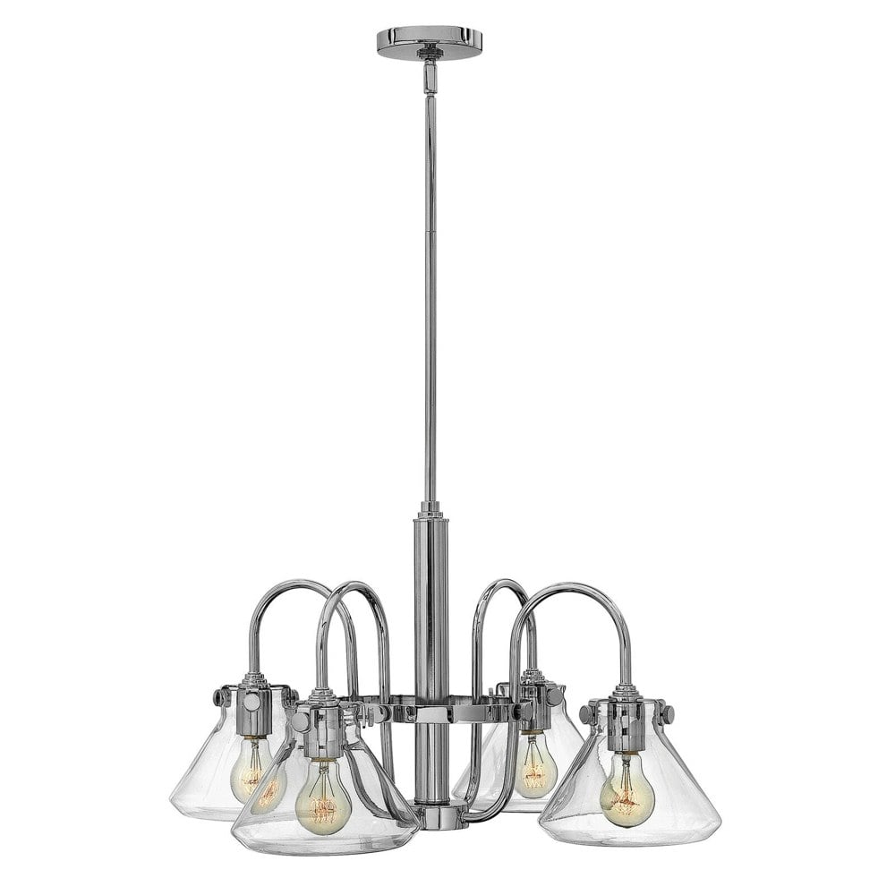 4 Bulb Chandelier Hanging Pendant LIght Chrome LED E27 100W Bulb Loops