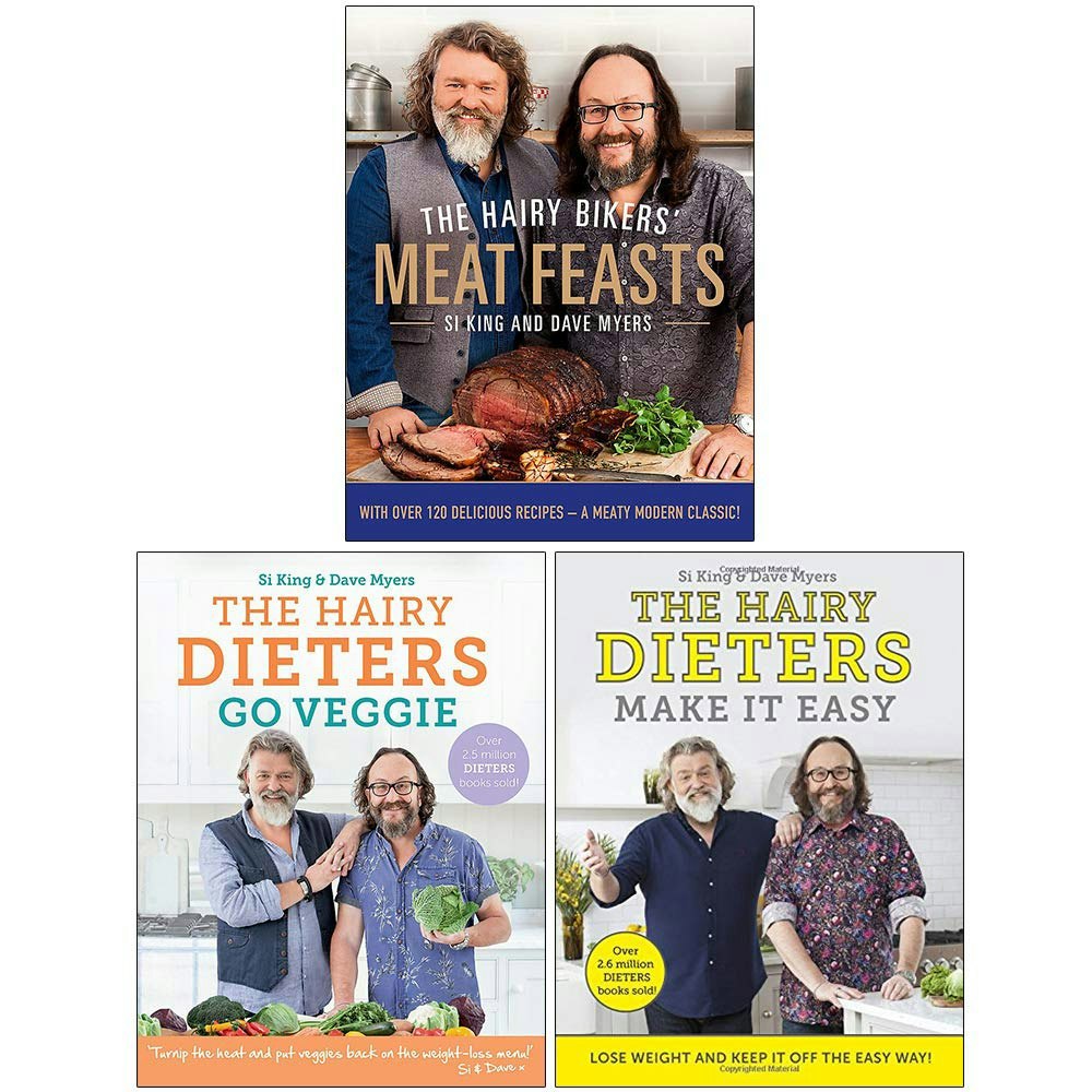 The Hairy Bikers Meat Feasts, The Hairy Dieters Go Veggie, The Hairy Dieters Make It Easy 3 Book Set