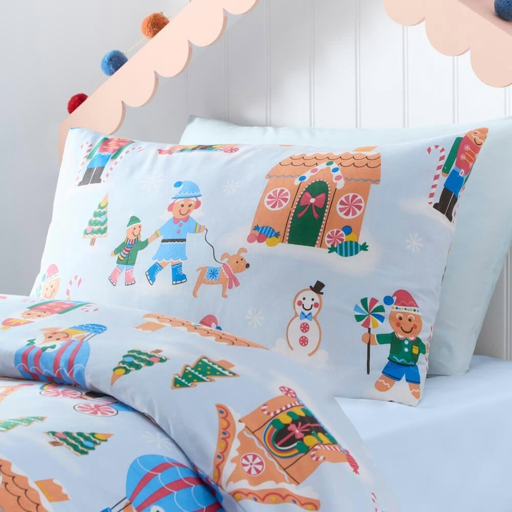 Gingerbread Village Christmas Pillowcase (Pair) - Happy Linen Company