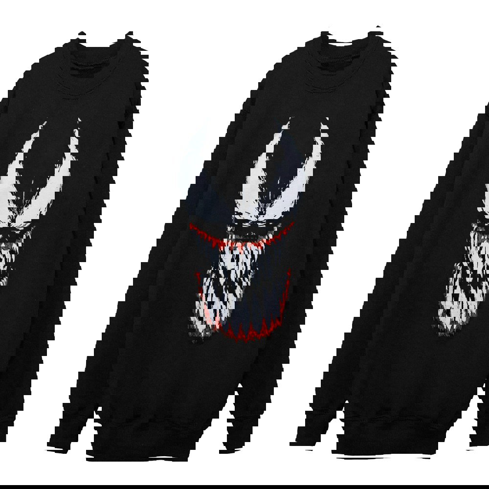Marvel Womens/Ladies Spider Man Venom Teeth Face Sweatshirt - Black