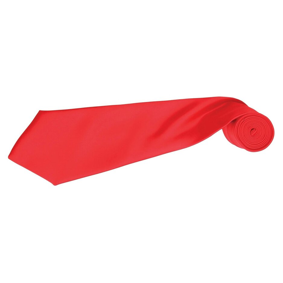 Premier Mens Plain Satin Tie (Narrow Blade) (Pack of 2) - Strawberry Red