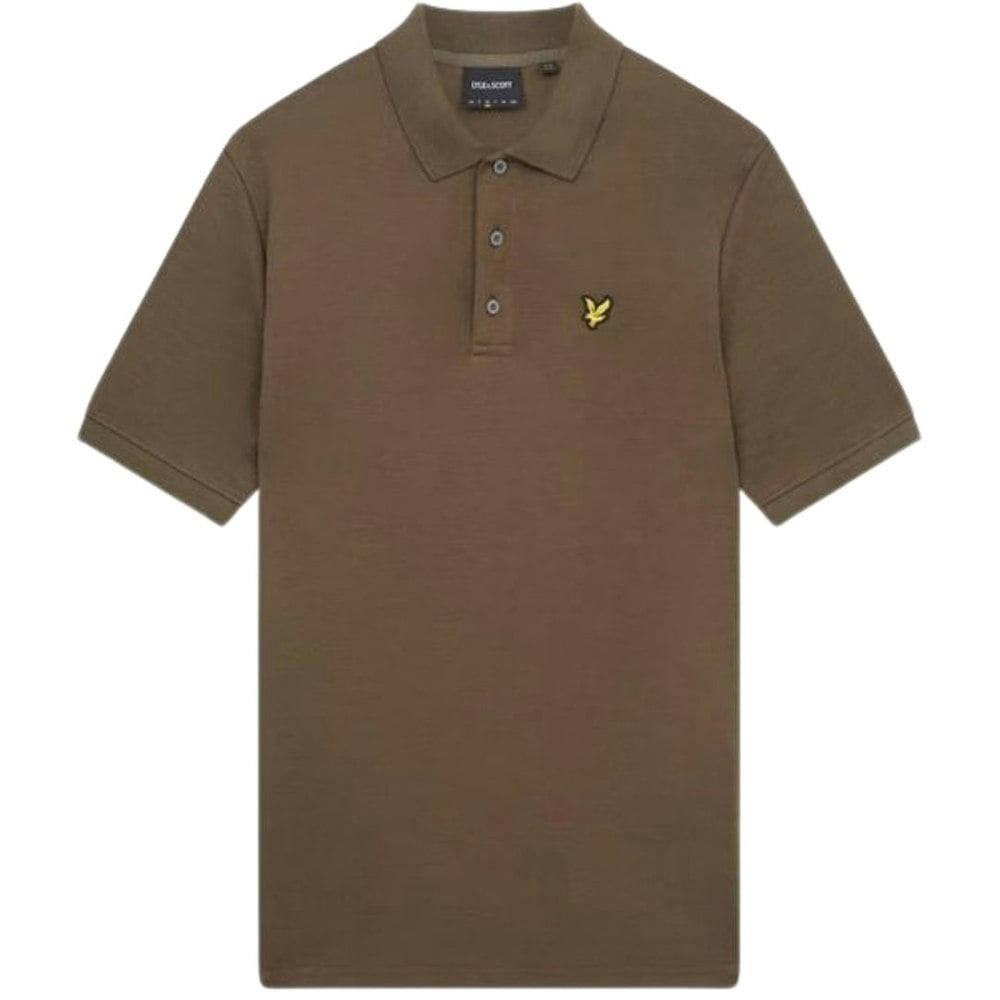 Lyle & Scott Form Green Chunky Slub Short Sleeved Polo Shirt XS