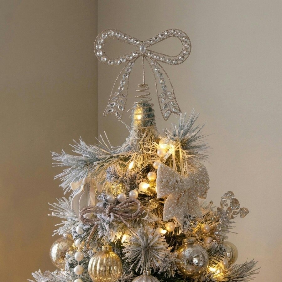 Garden Greatness Sparkling Diamante Bow Christmas Tree Topper
