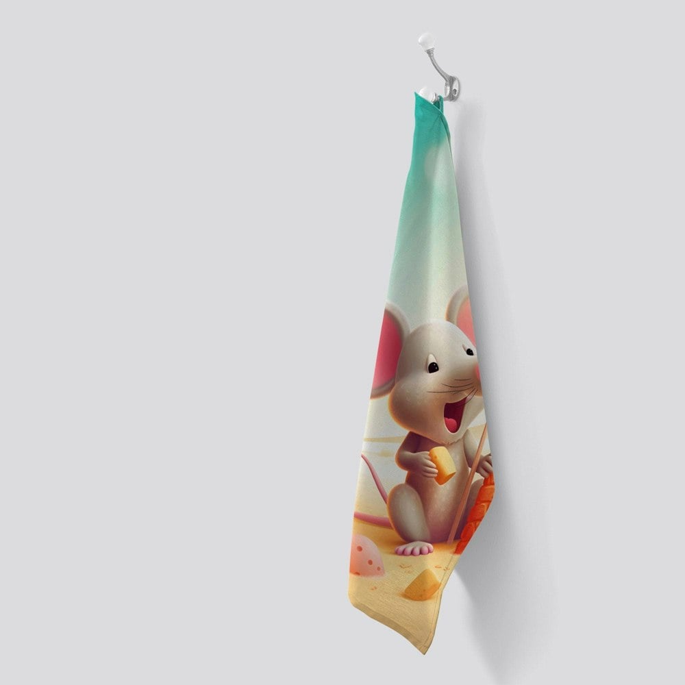 Warren Reed A Mouse On A Beach Holiday Tea Towel