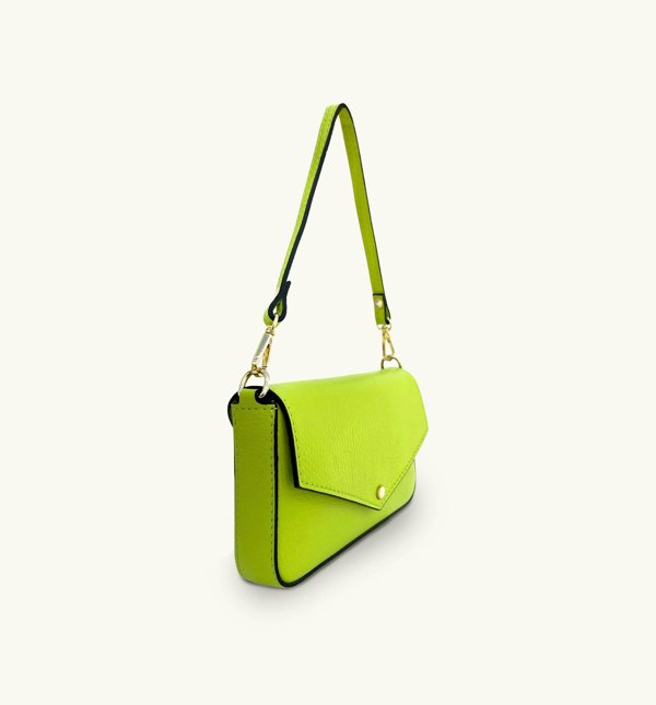 Apatchy London The Munro Leather Shoulder Bag - Lime Green