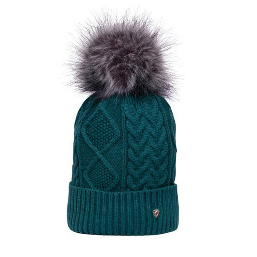 Hy Unisex Adult Vanoise Bobble Cable Knit Beanie - Alpine Green