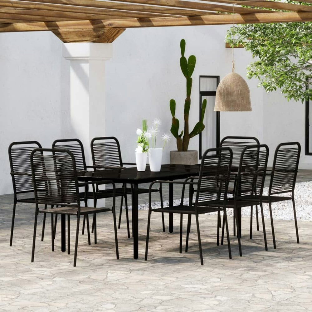 Berkfield 9 Piece Garden Dining Set Black