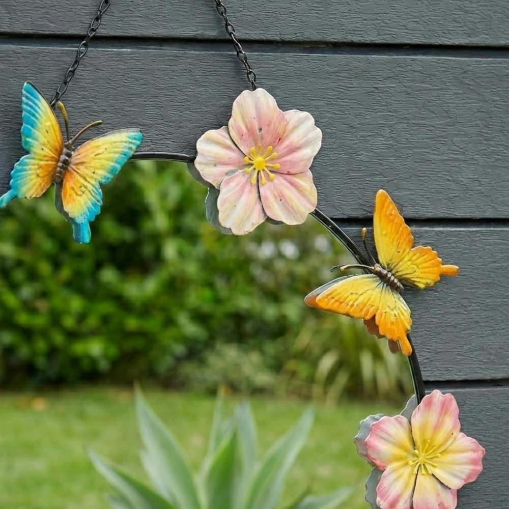 Garden Greatness Hanging Floral Butterfly Garden Mirror