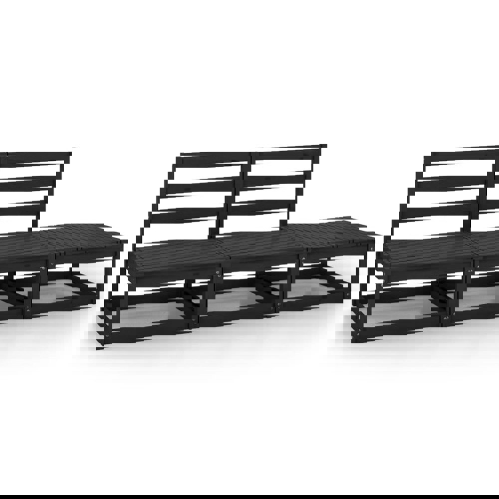 Berkfield 3 Piece Garden Lounge Set Black Solid Pinewood