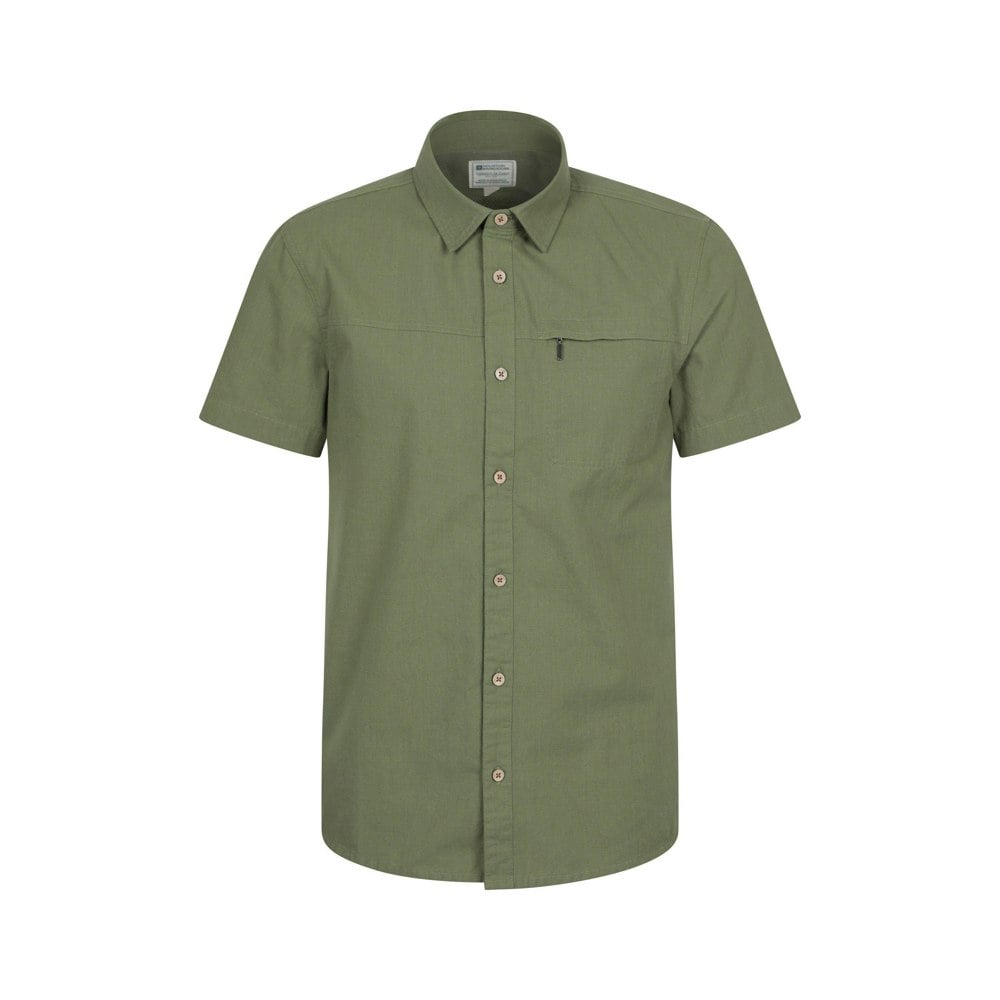 Mountain Warehouse Mens Coconut Slub Short-Sleeved Shirt - Dark Green