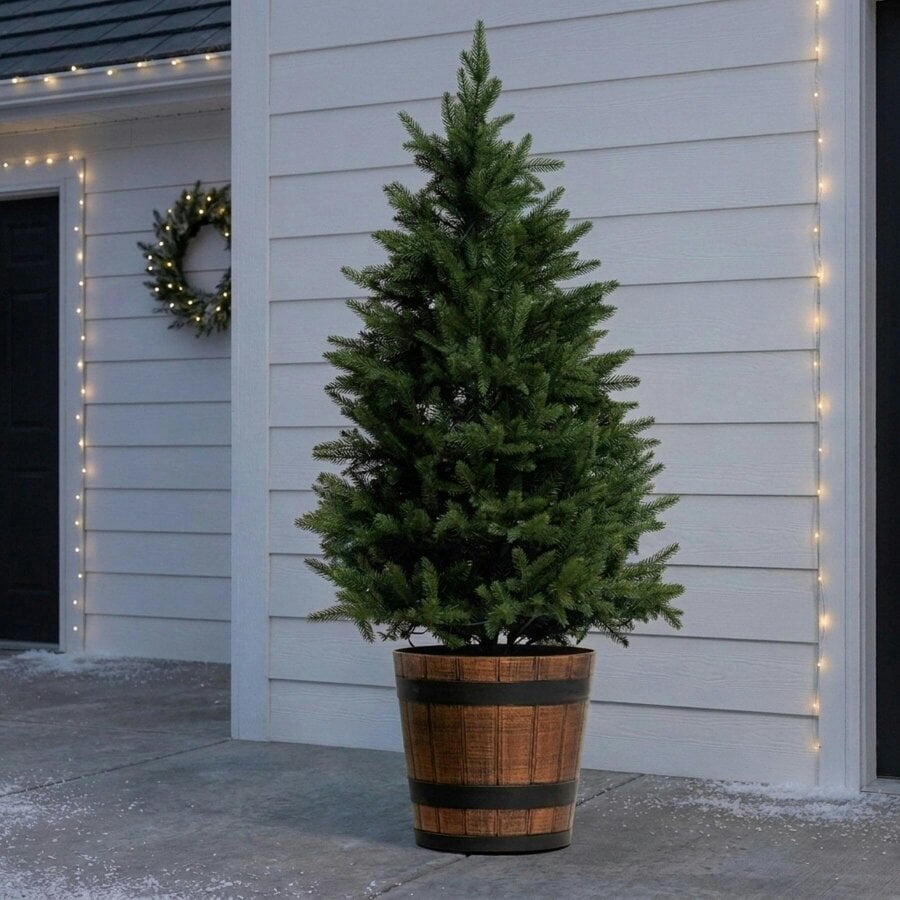 Garden Greatness 4ft Heritage Fir Compact Pre-Lit Potted Green Christmas Tree