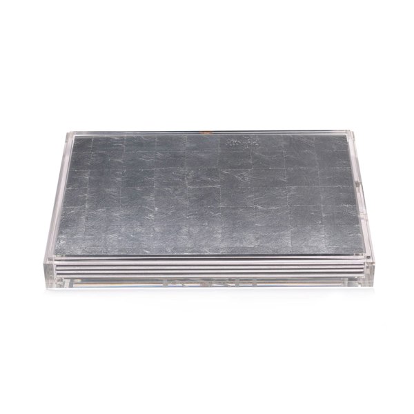 Servebox Clear Silver Leaf Chic Matte Silver - Posh Trading Company  - Interior furnishings london