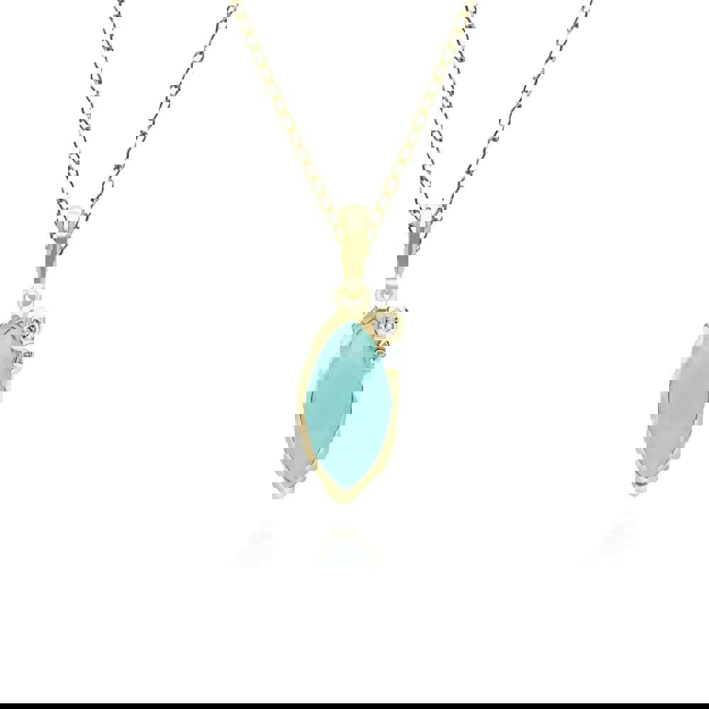 253P335203925 Irregular Marquise Turquoise & Topaz Pendant In 18ct Gold Plated SterlIng Silver Front