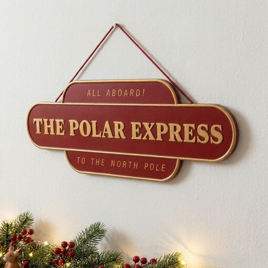 Garden Greatness The Polar Express Festive Hanging Sign