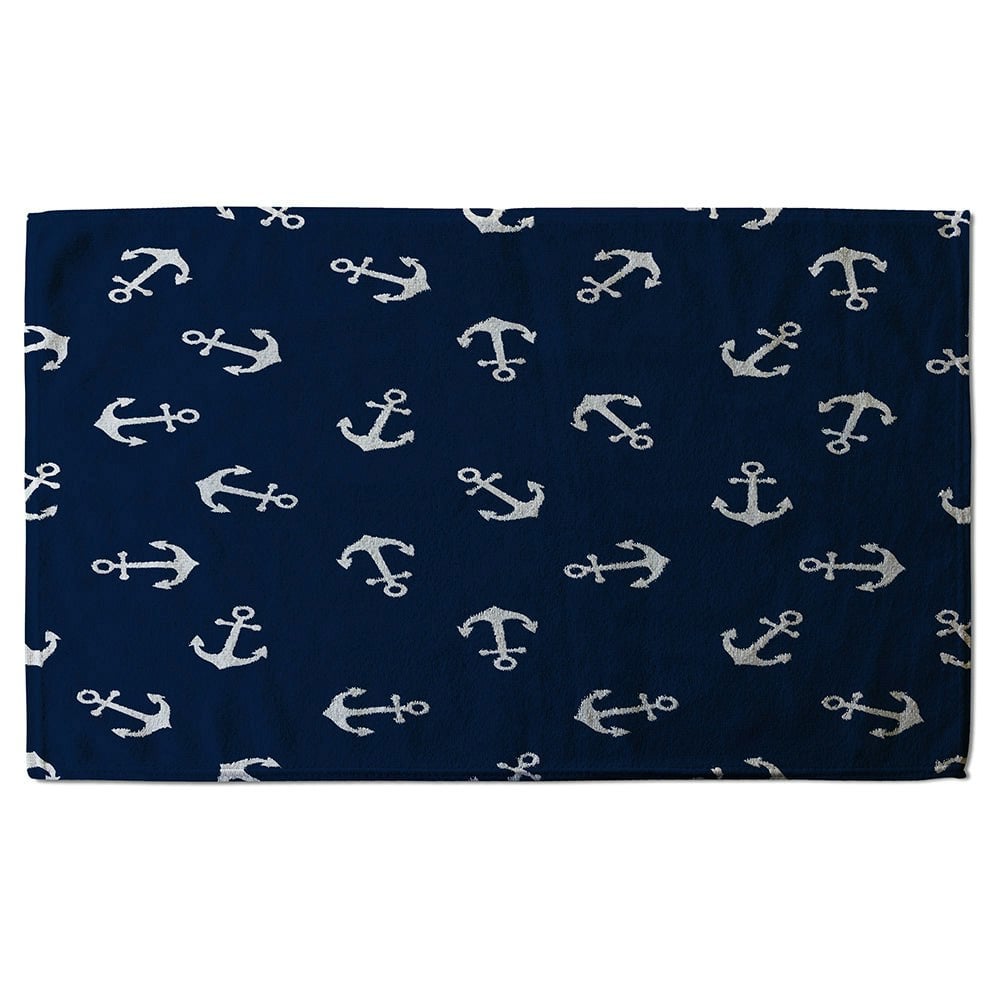 Benjamin Tate Design Anchors on Navy Background (Bath Towel)