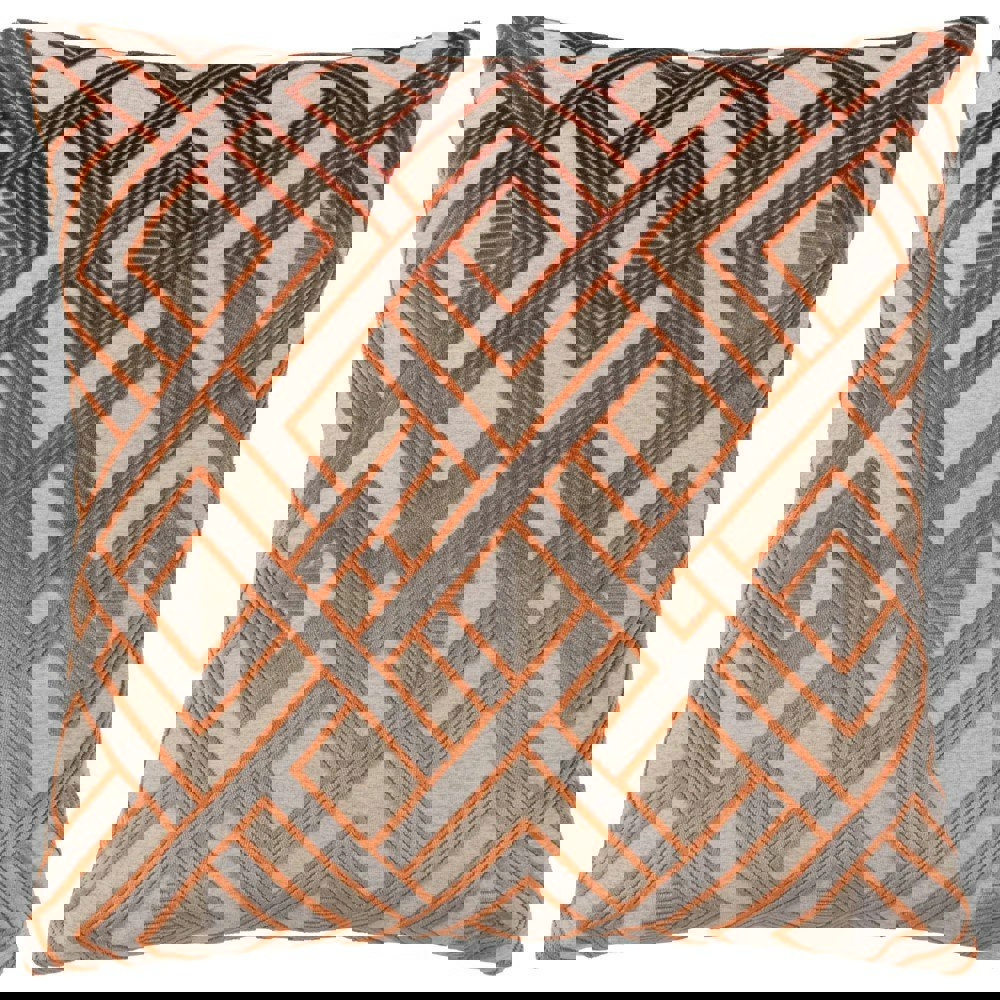 Paoletti Henley Jacquard Velvet Cushion Cover - Ginger/Grey