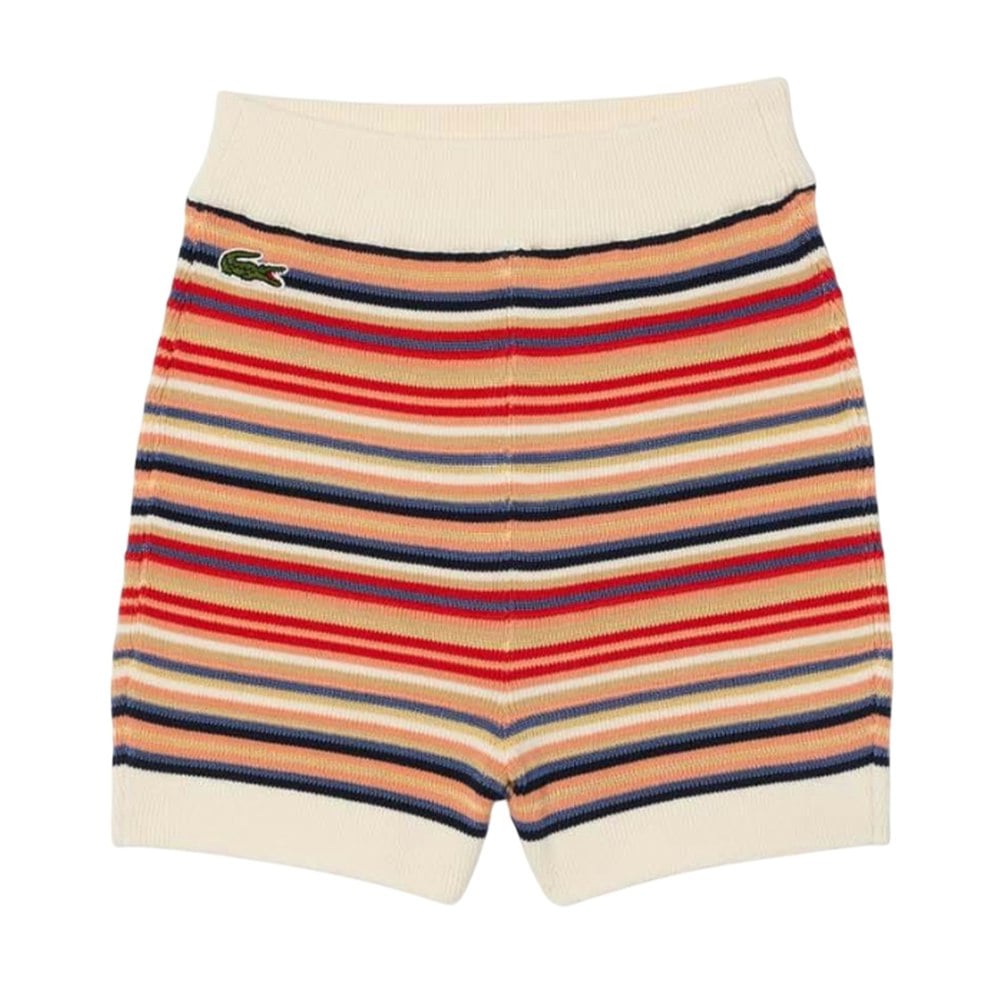Lacoste Womens/Ladies Cotton Striped Contrast Waistband Shorts - Multicoloured