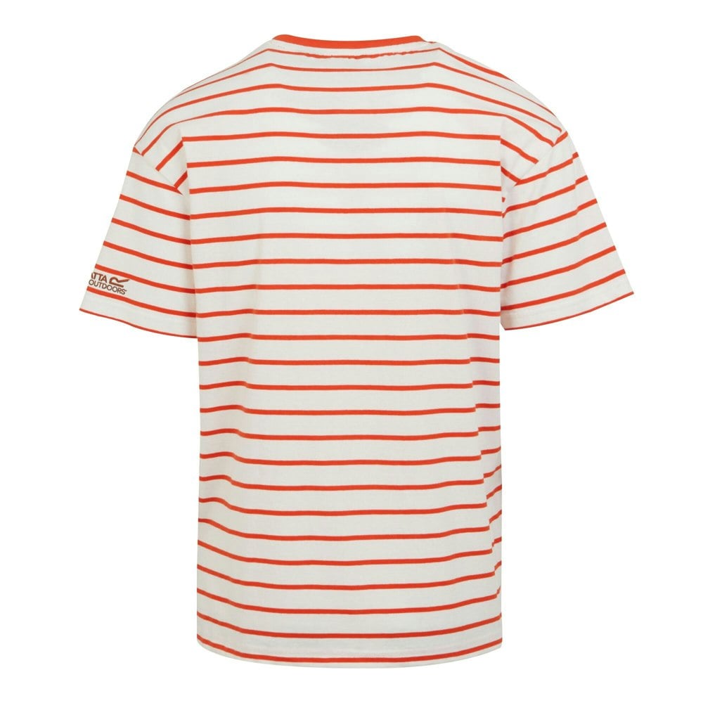 Regatta Mens Shorebay II Stripe T-Shirt - White/Rusty Orange
