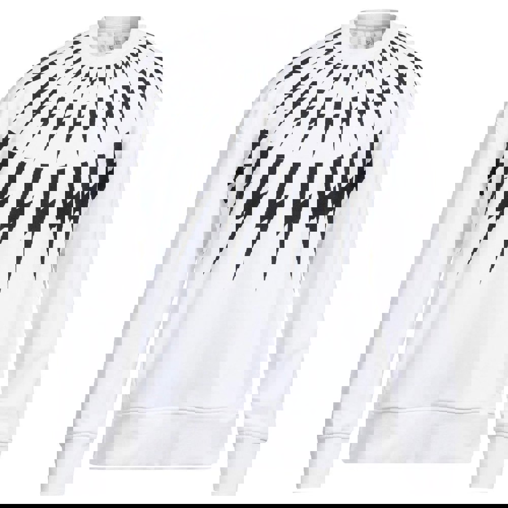 Neil Barrett Fair Isle Thunderbolt Oversize White Sweatshirt
