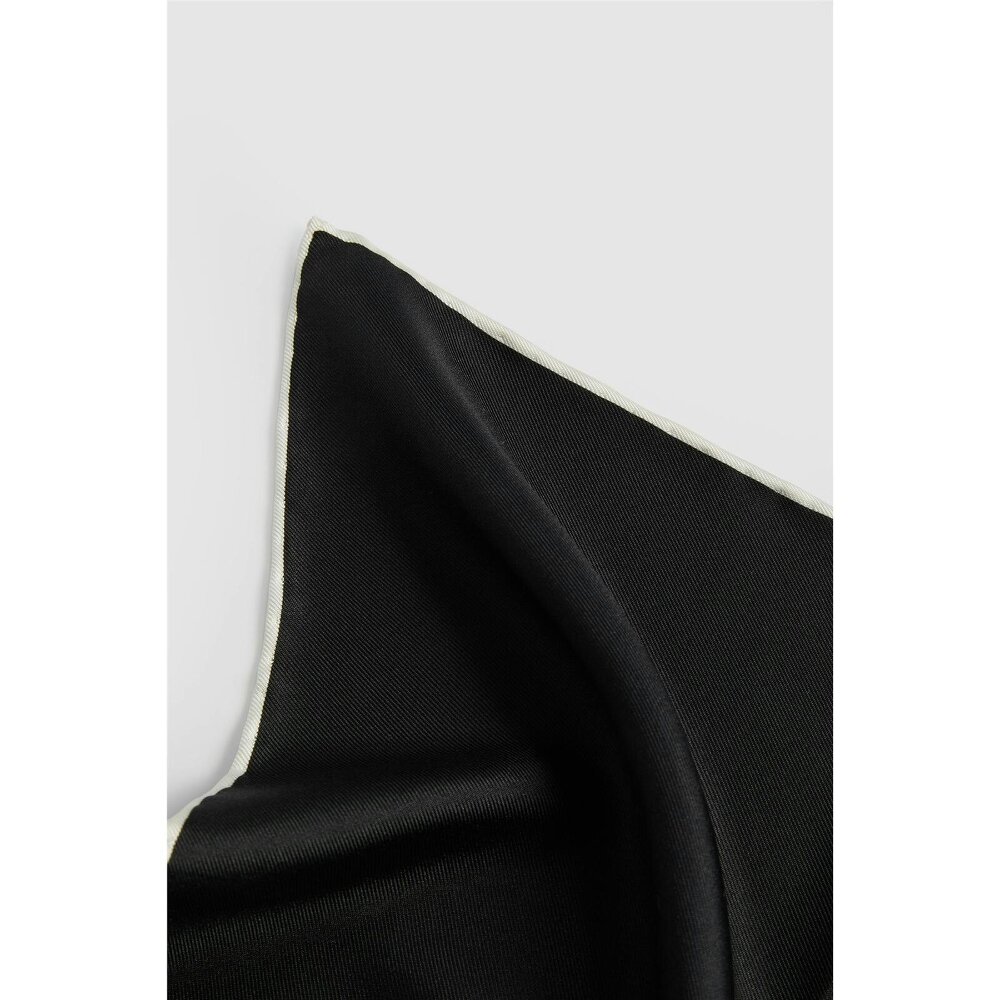 Alexandre Silver Alexandre Black Silk Pocket Square